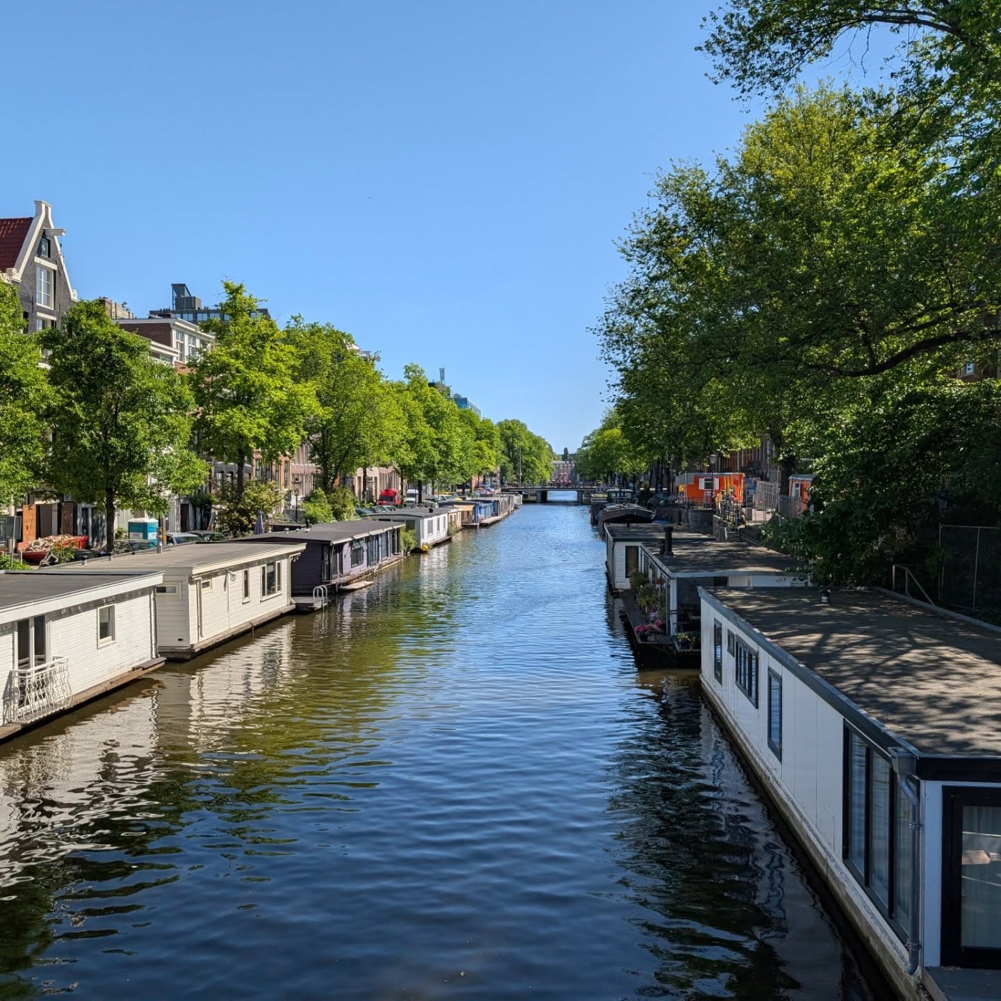 Amsterdam canals with houseboats