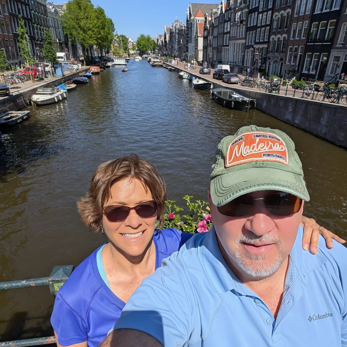 Kari and Mike on Amsterdam canal bridge