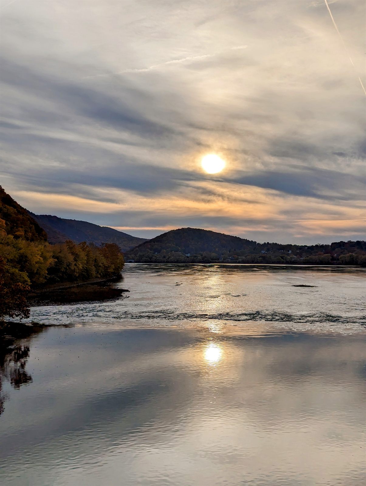 Evening view over water from the Appalachian Trail in Pennsylvania, 2022