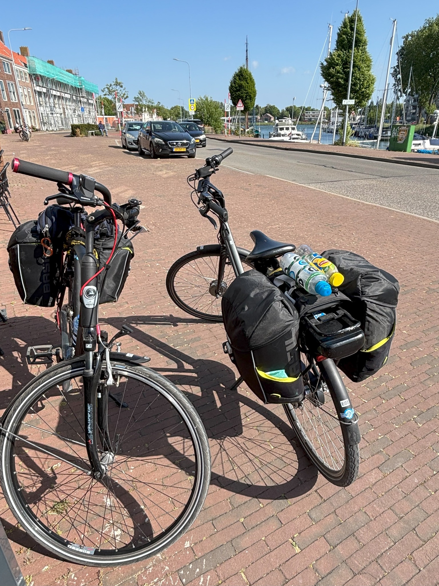 Loaded touring bikes at Middelburg harbor