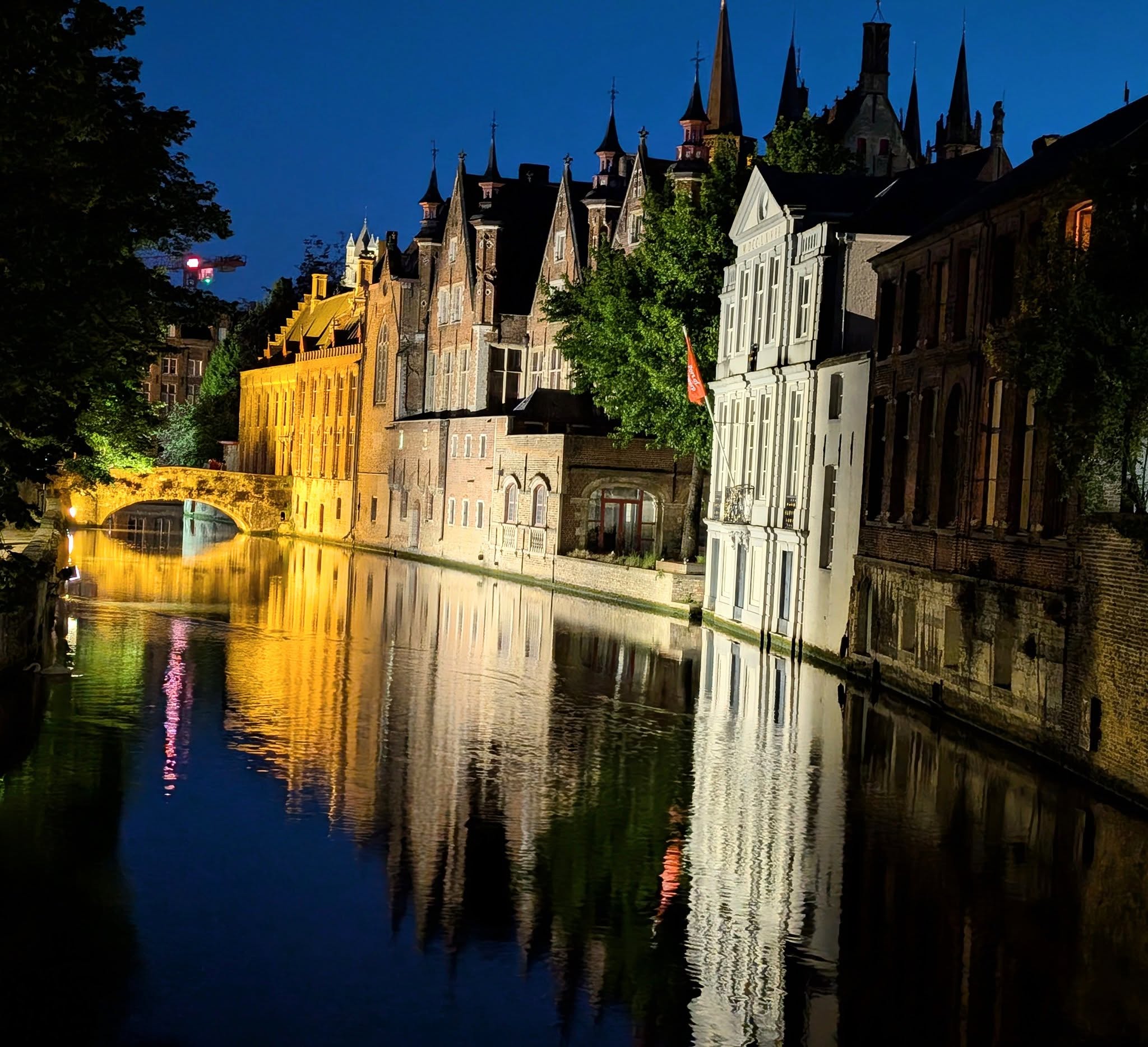 Bruges canals at night