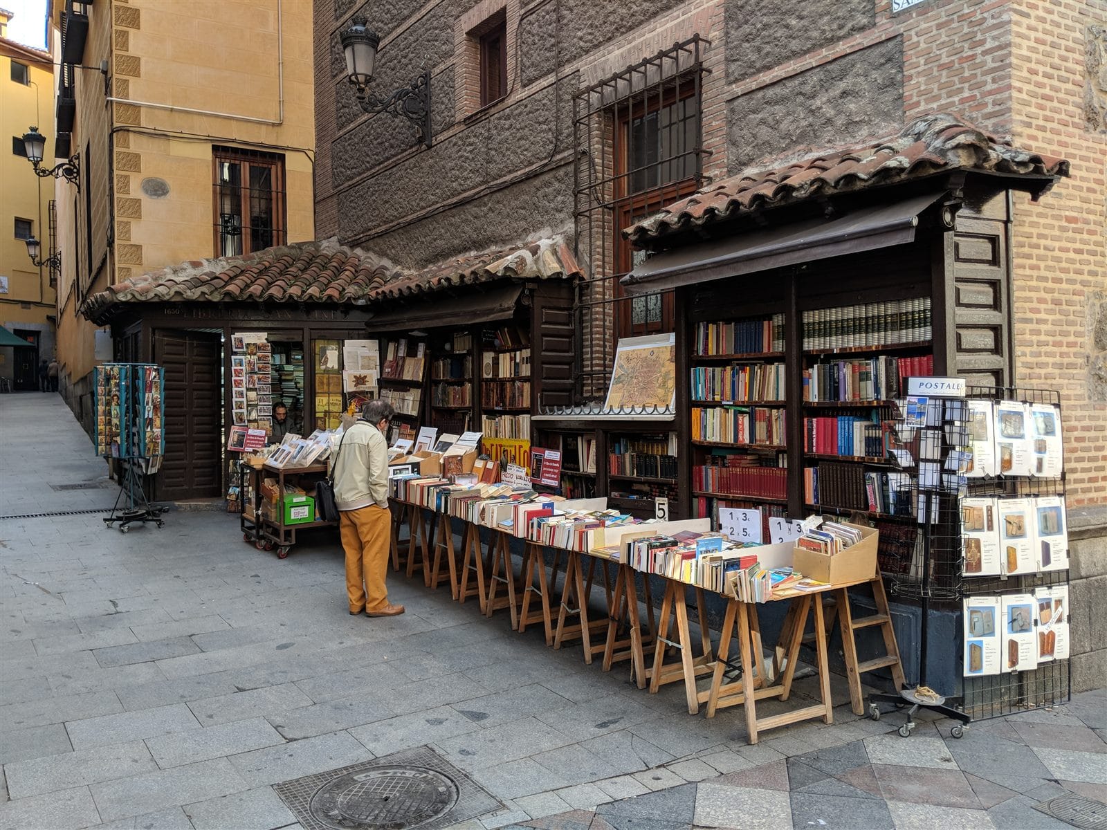 Open-air secondhand book stalls in Madrid