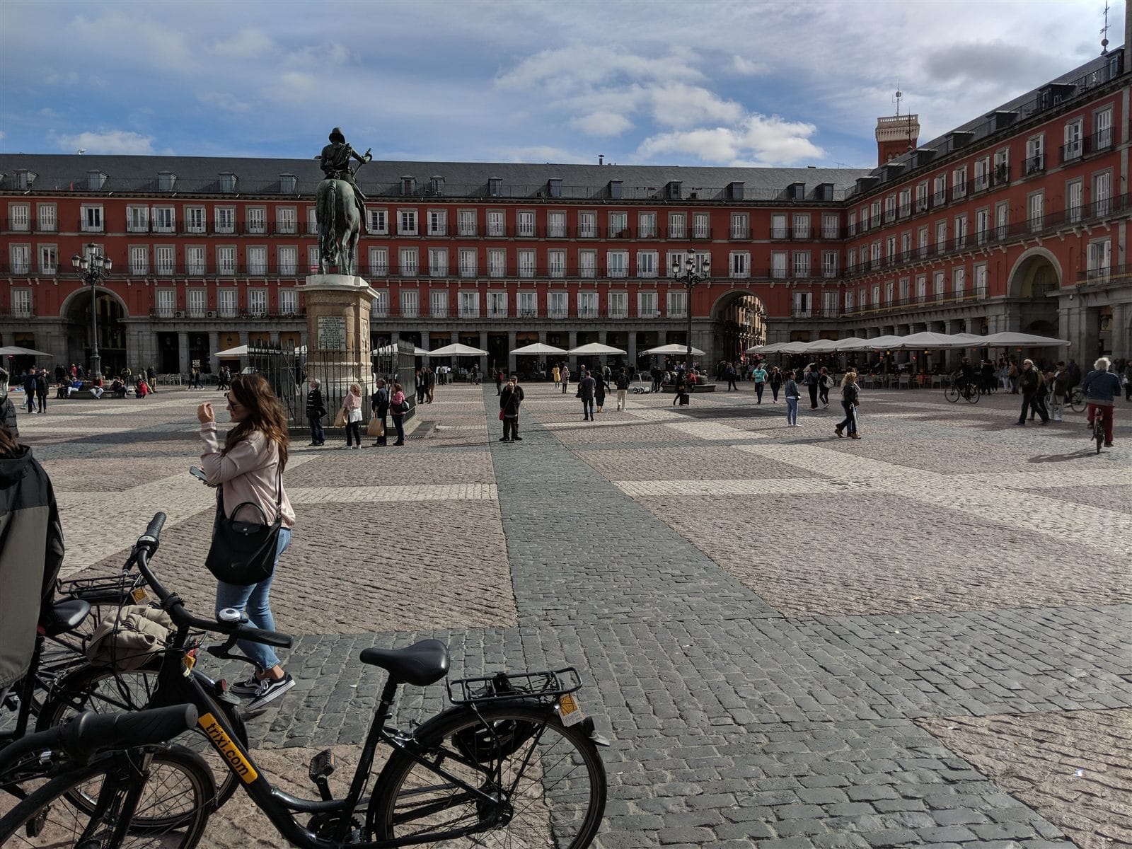 Plaza Mayor in Madrid with the statue of Philip III