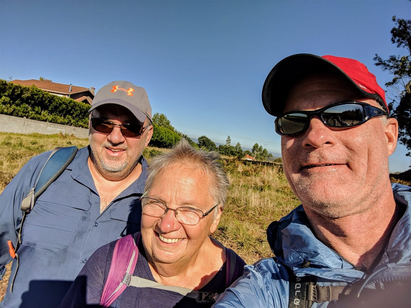 Selfie of Doug, Mike's mom, and Mike on the Camino