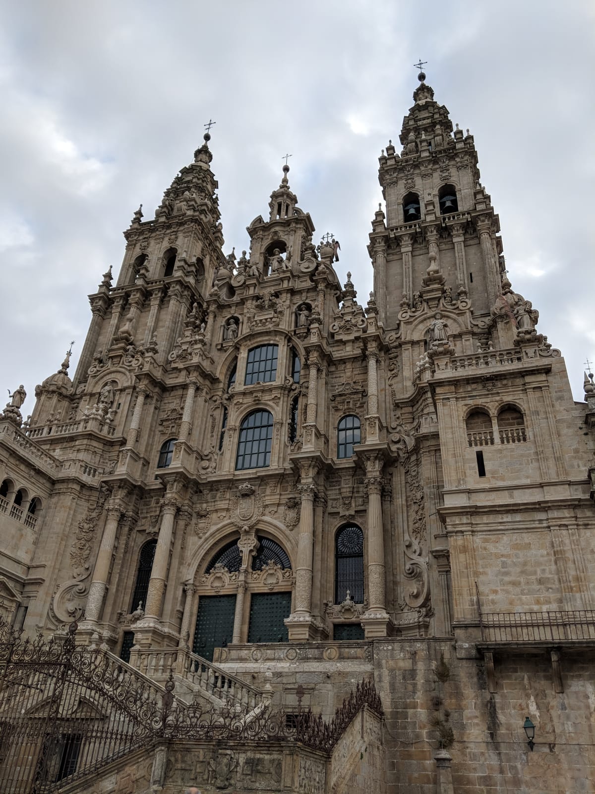 Santiago cathedral under overcast morning skies