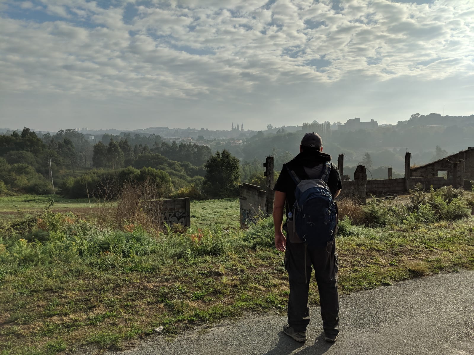 Looking back at Santiago on the horizon