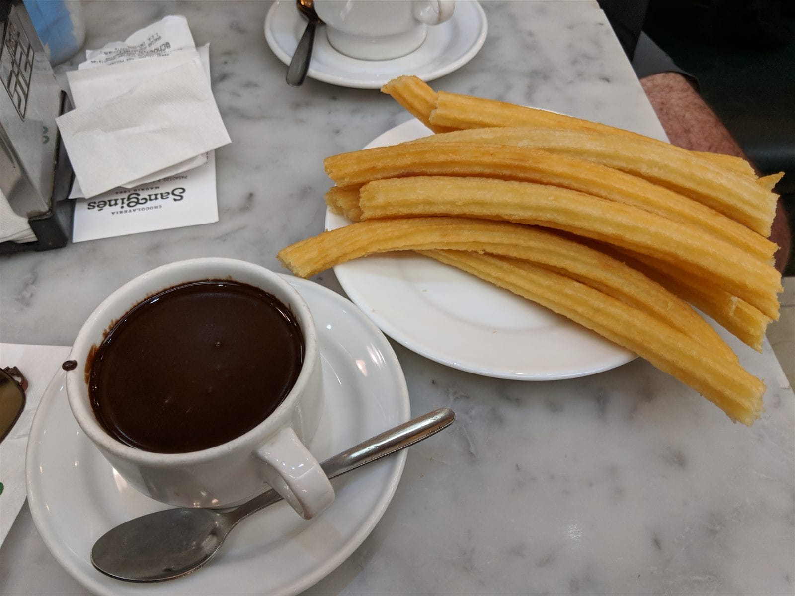 Churros con chocolate at Chocolatería San Ginés in Madrid