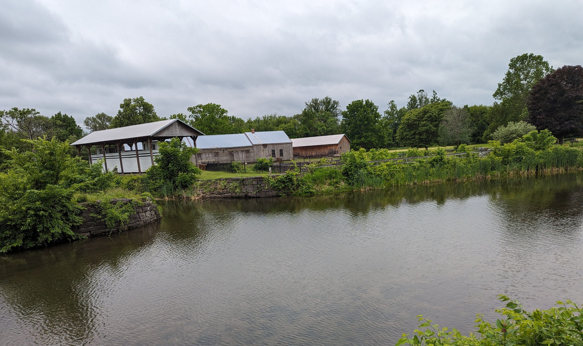 A service area and dry dock for the boats on the canal