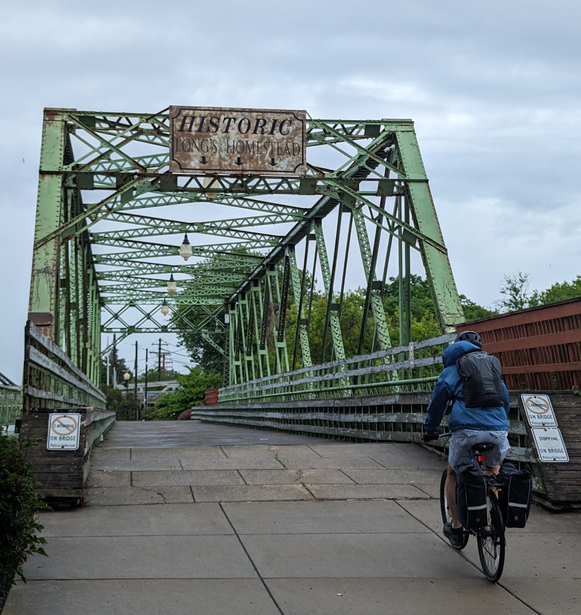 The bike path took us across this cool old green bridge