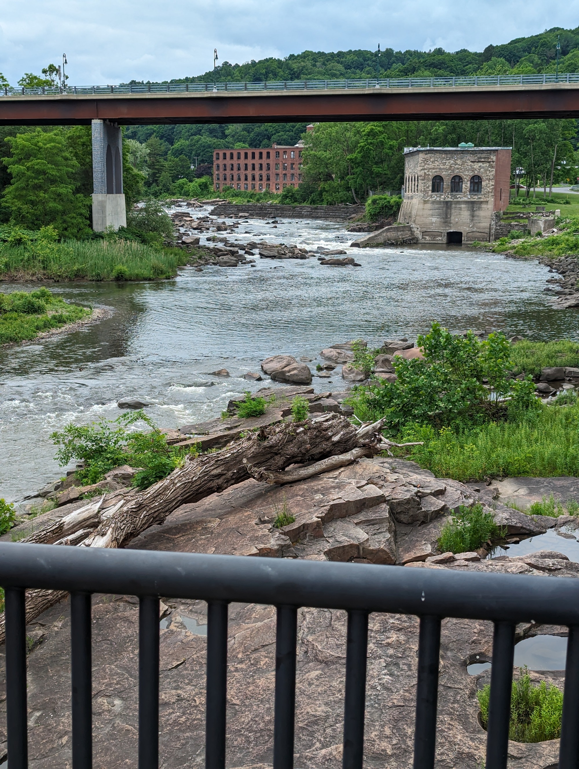 Looking upstream to the falls on the Mohawk River