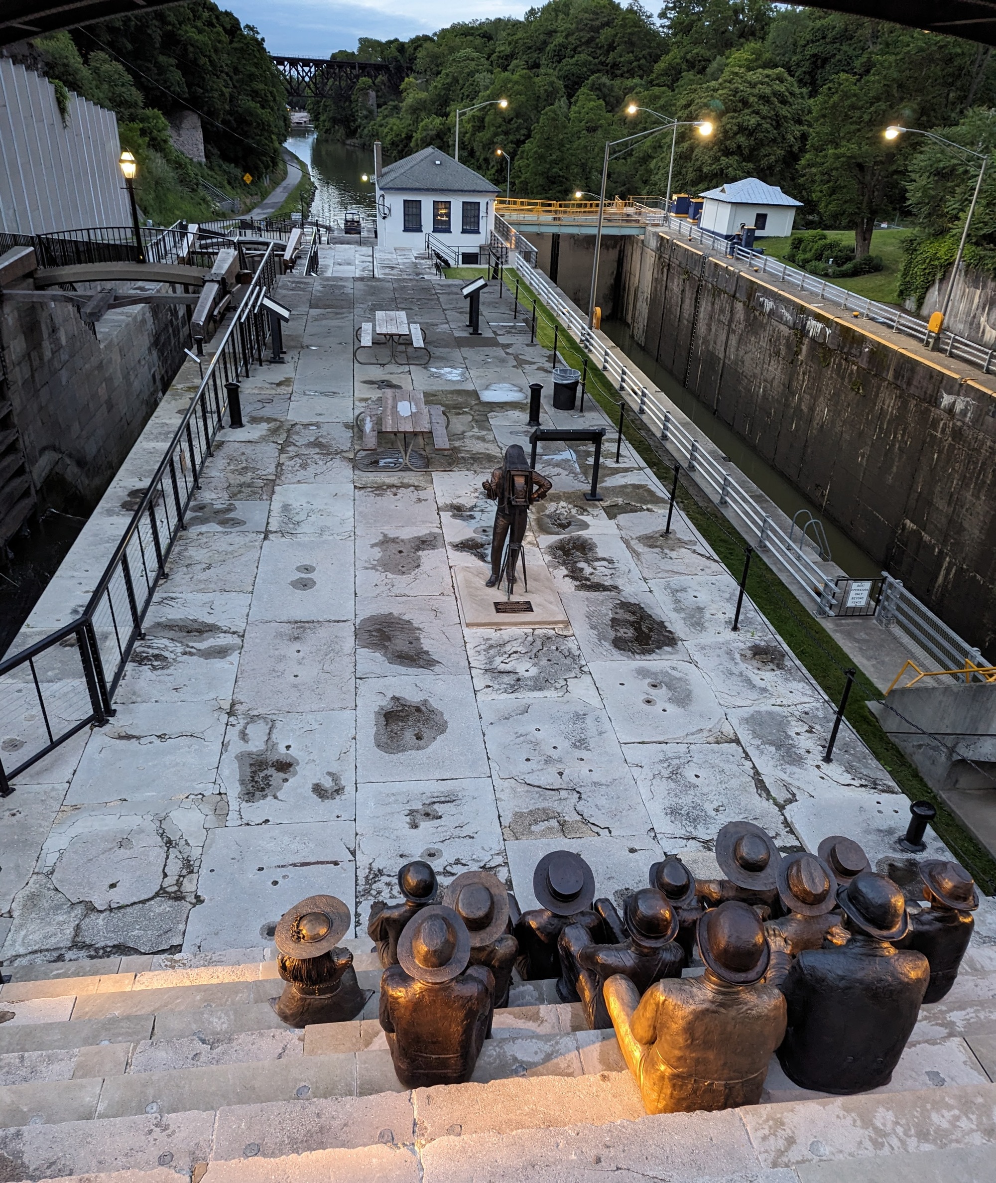 The Lockport locks at night