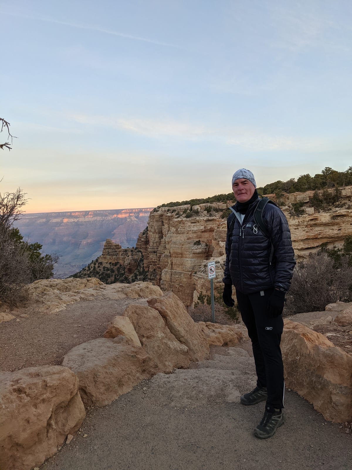 Doug bundled up at the South Rim of the Grand Canyon at dawn