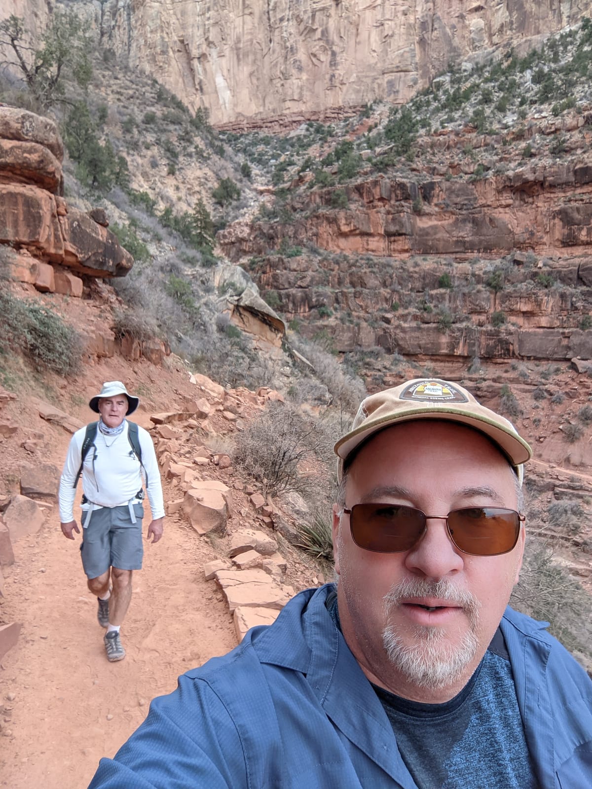Selfie of Mike and Doug climbing the Bright Angel Trail back toward the South Rim