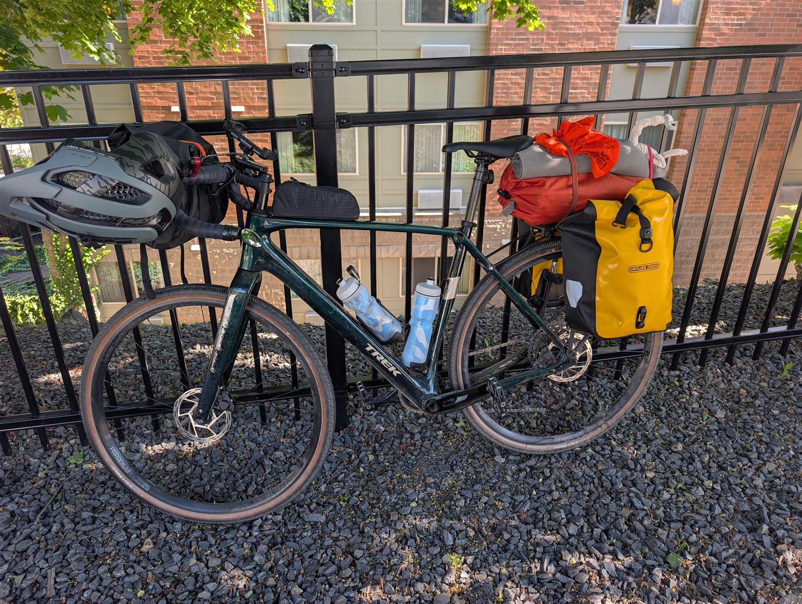 Loaded touring bike in Spokane