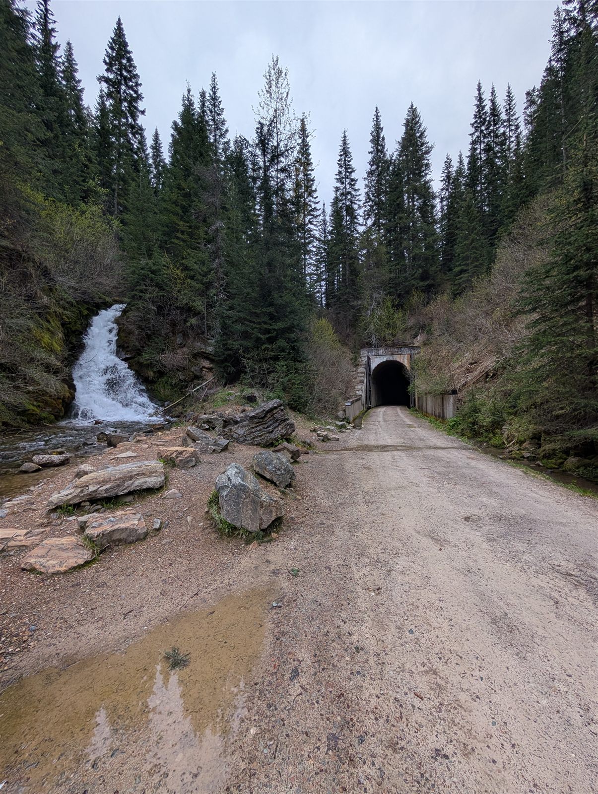 Waterfall just outside the first tunnel on the Hiawatha