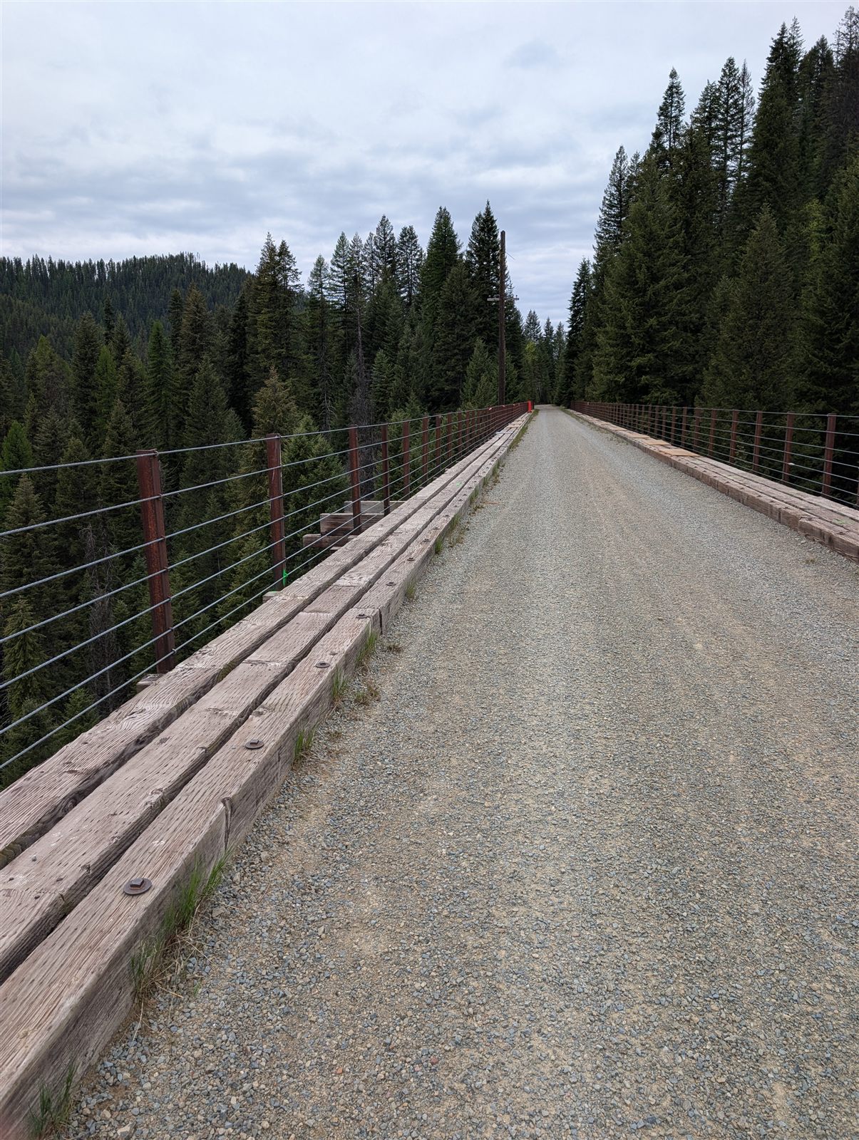Riding a high trestle on the Hiawatha