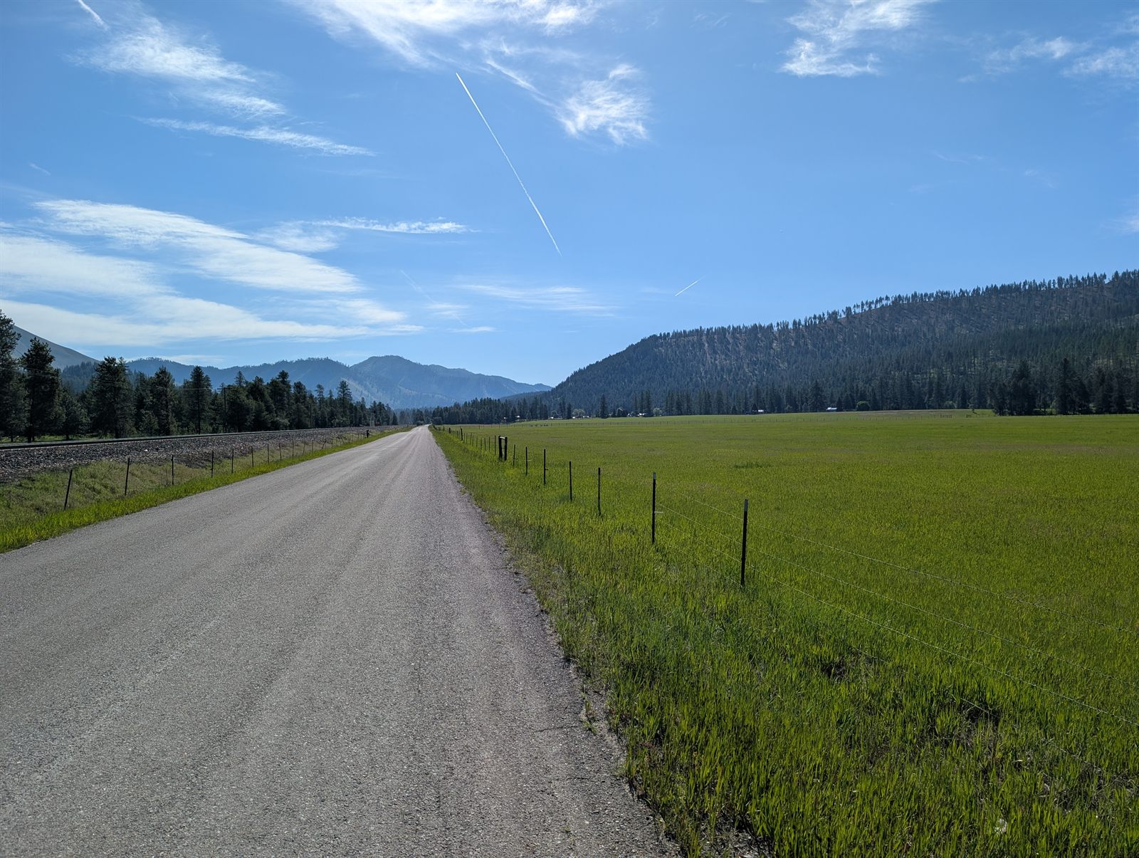 Paved road through a Montana valley