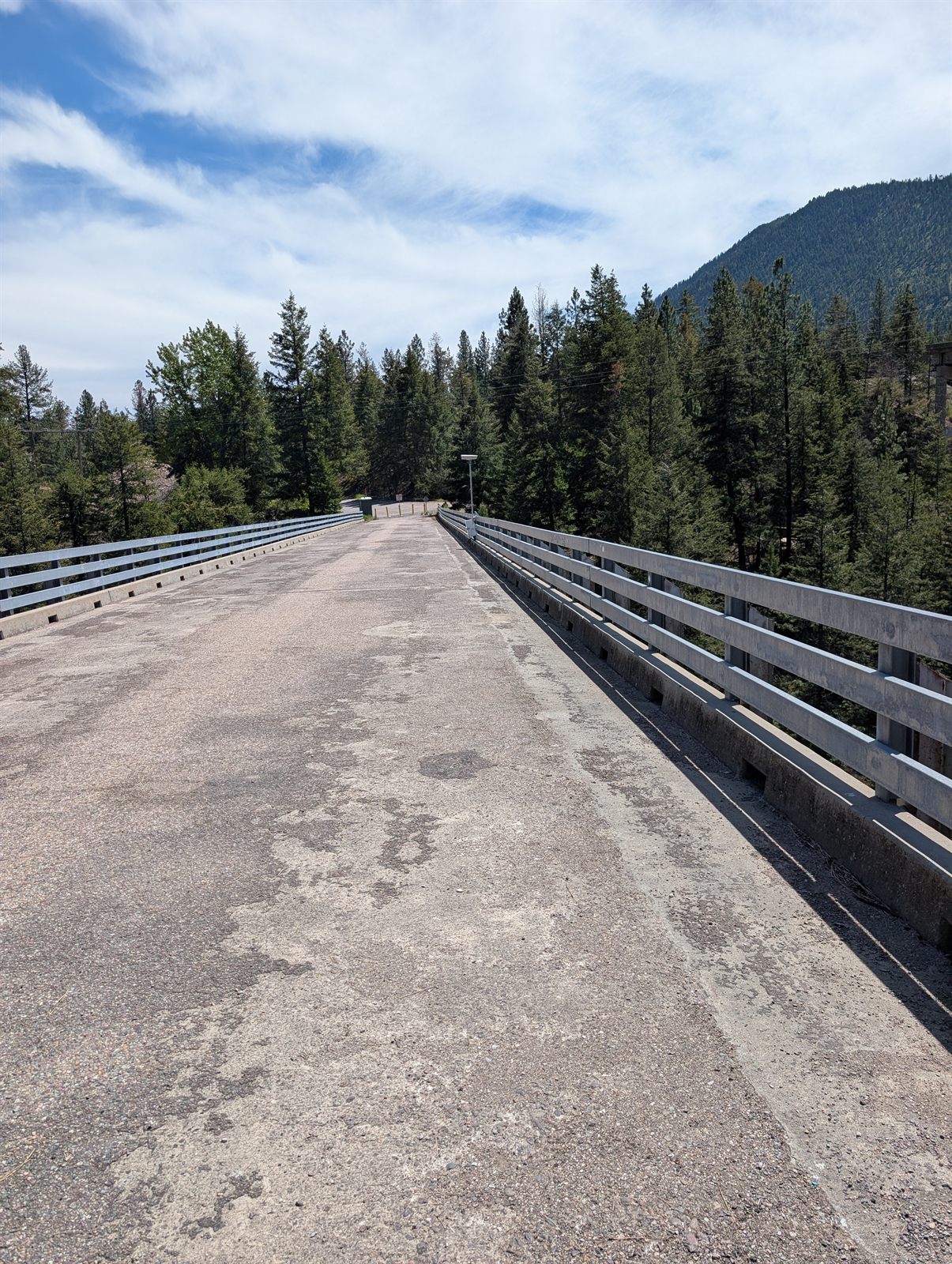 Deck of the old highway bridge closed to cars