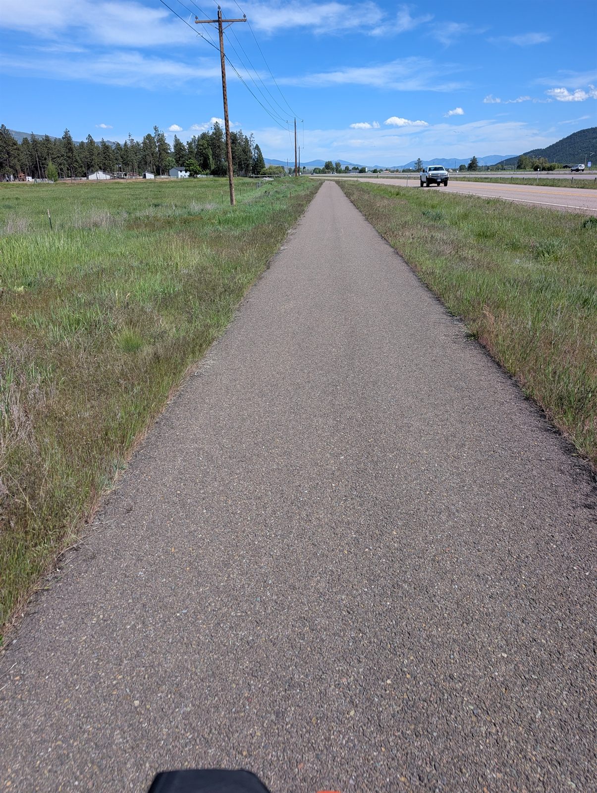 Quiet road on the route into Missoula